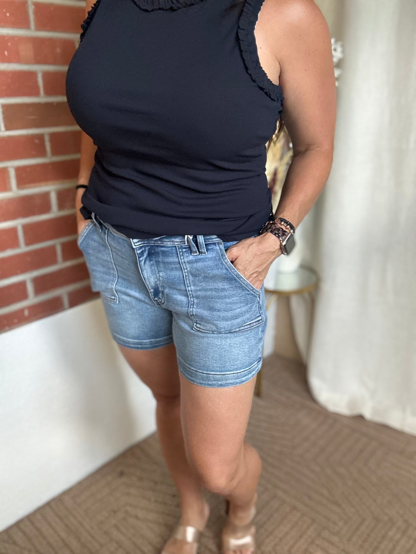 High Rise Denim Shorts