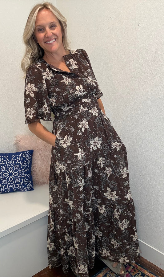 Cocoa Floral Maxi Dress