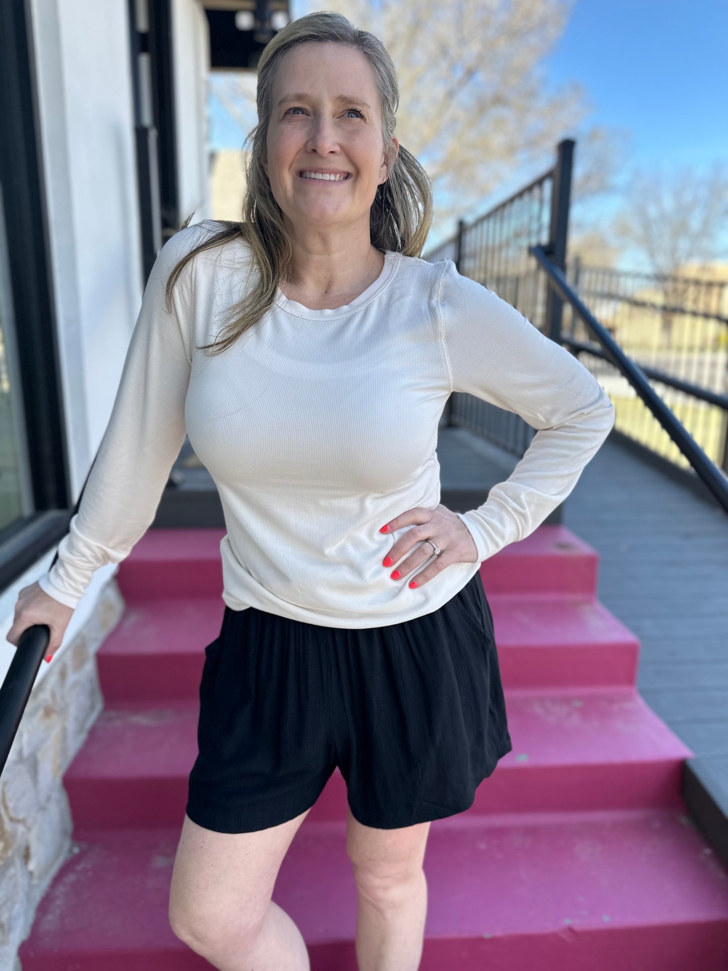 Stacy Long Sleeve Top -White Swan