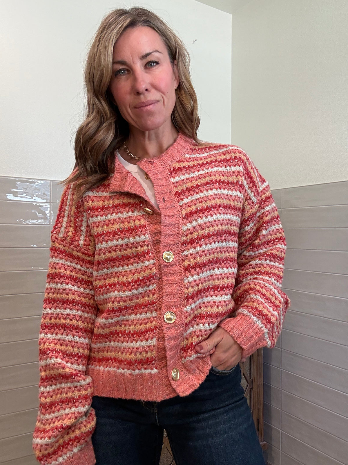 Pink Yarn Cardigan