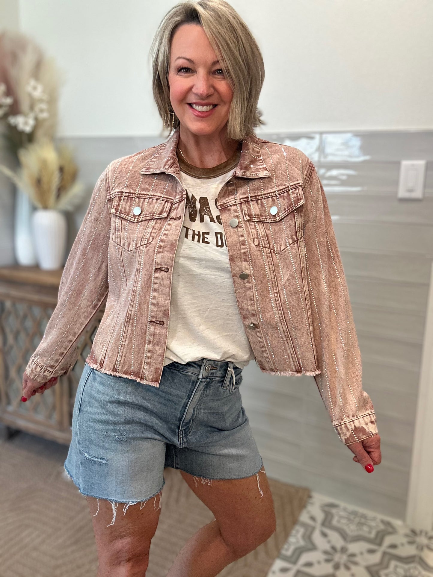 Raspberry Sparkle Denim Jacket