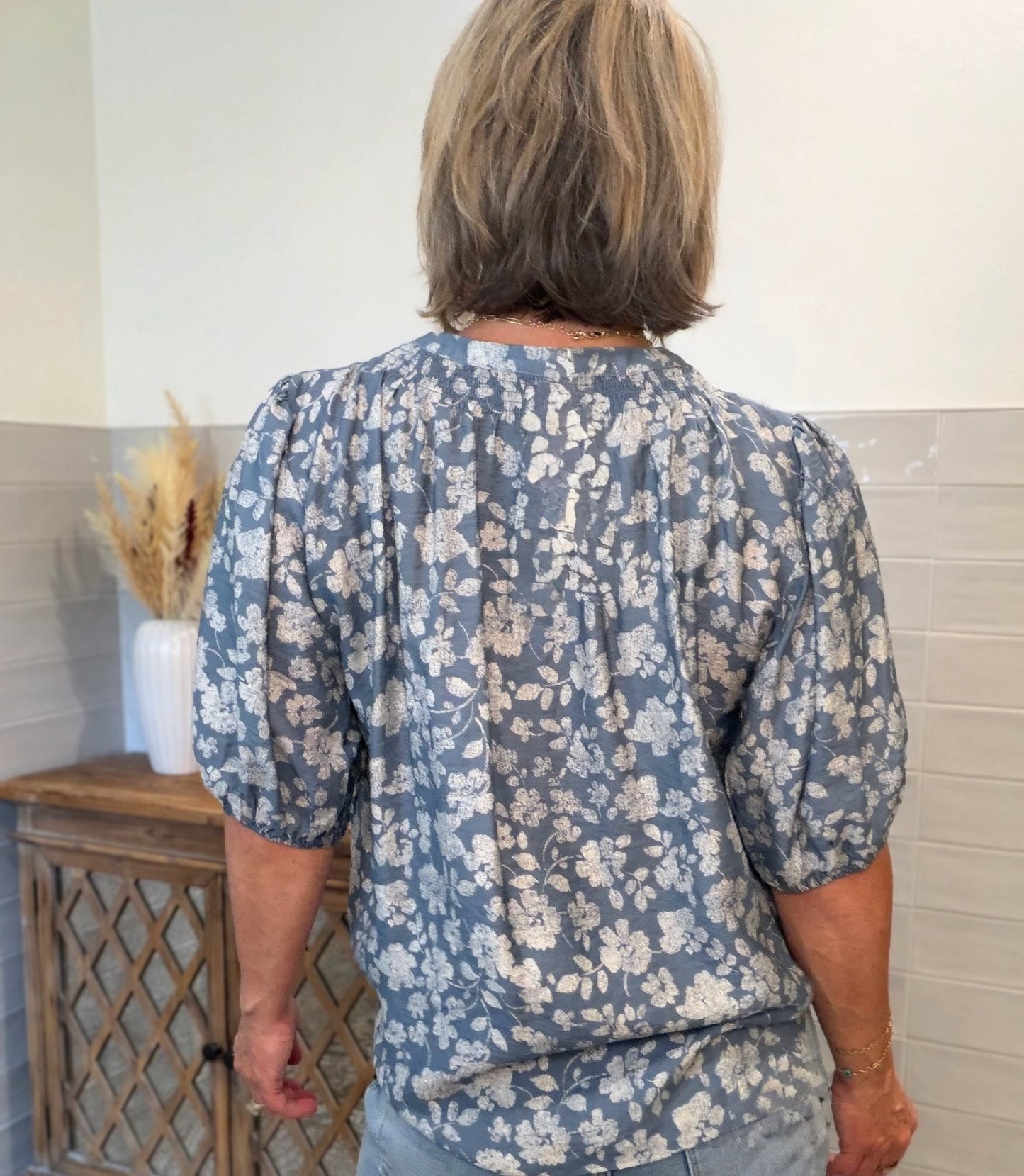 Smocked Blue Blouse