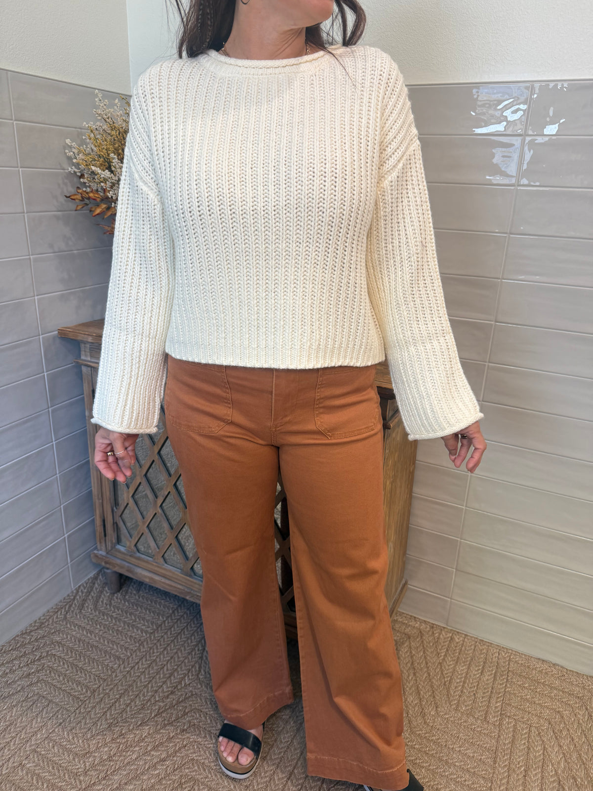 Washed Stretch Pants - Cinnamon