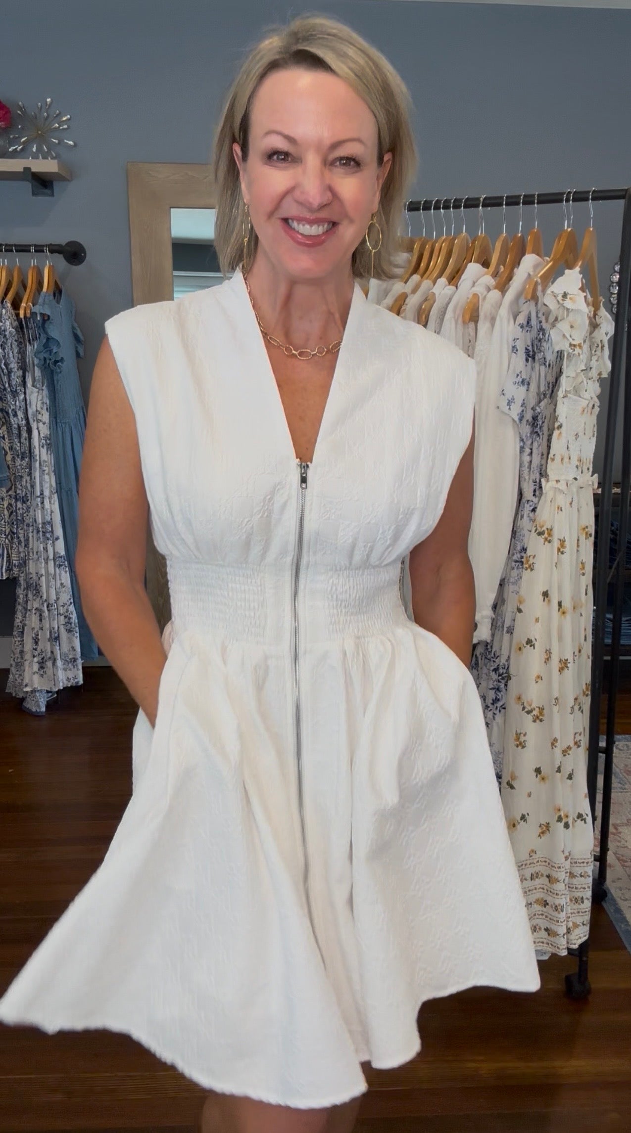 White Diamond Pattern Dress