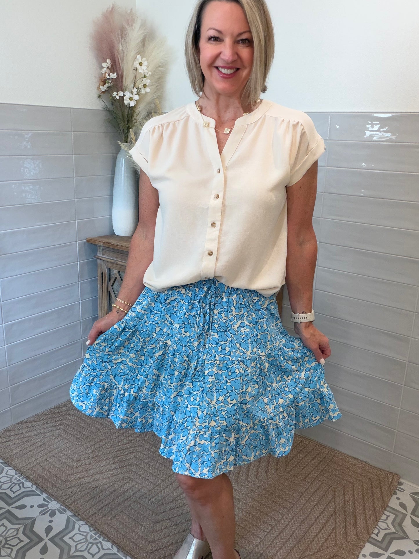 Ice Blue Woven Skirt