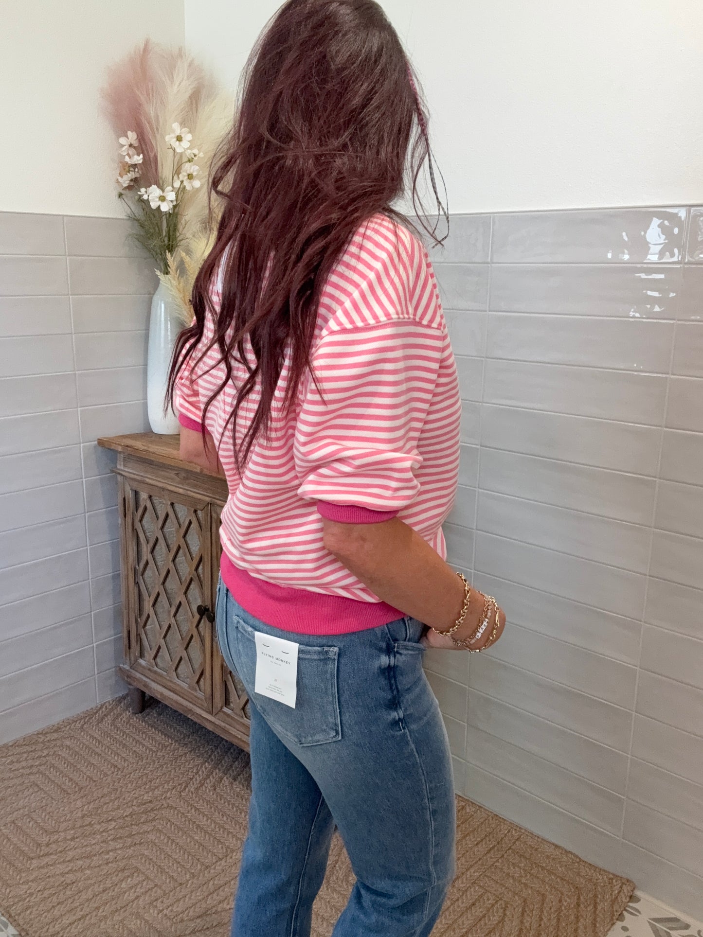 Pink Stripe Sweatshirt