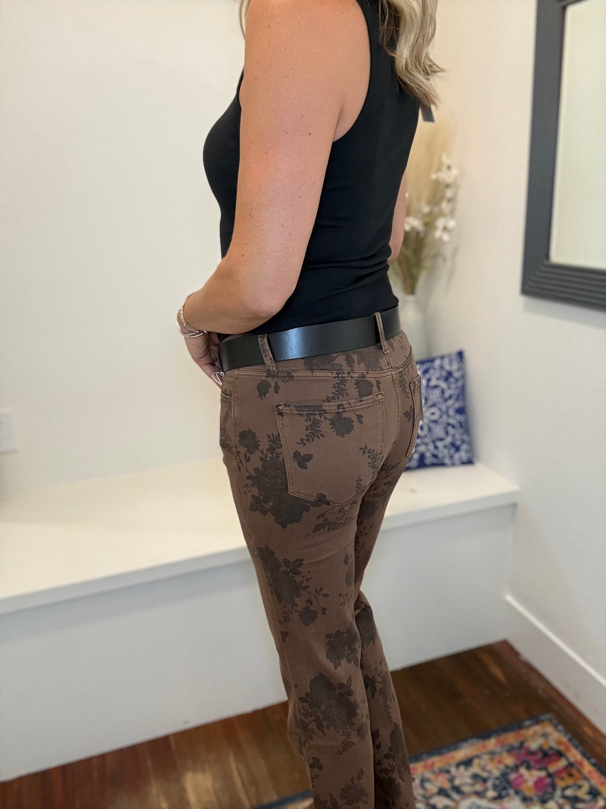 Brown Floral Jeans