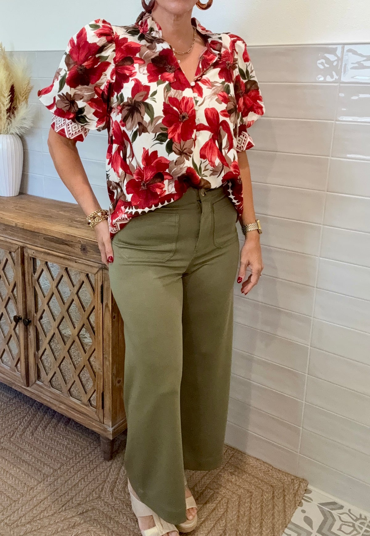 Olive Wide Leg Pants