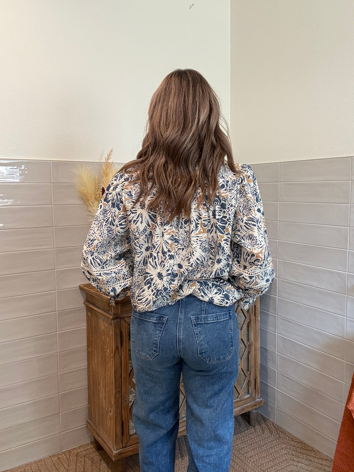 Denim Floral Lace Blouse
