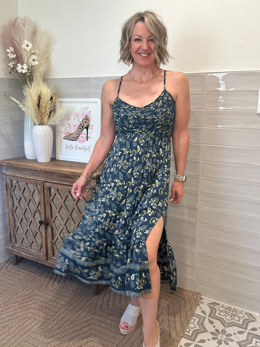 Blush Teal Midi Dress