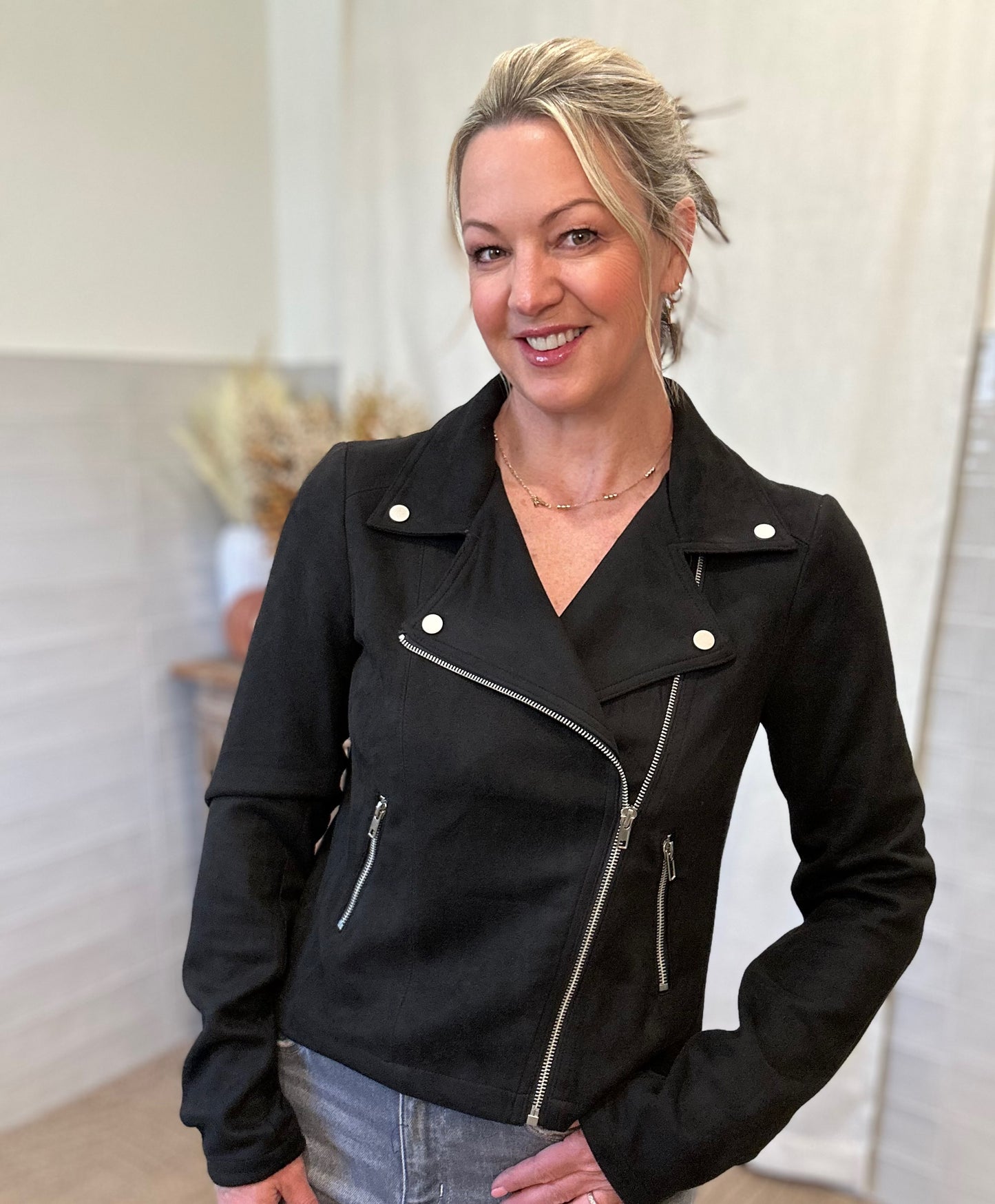 Suede Motor Biker Jacket