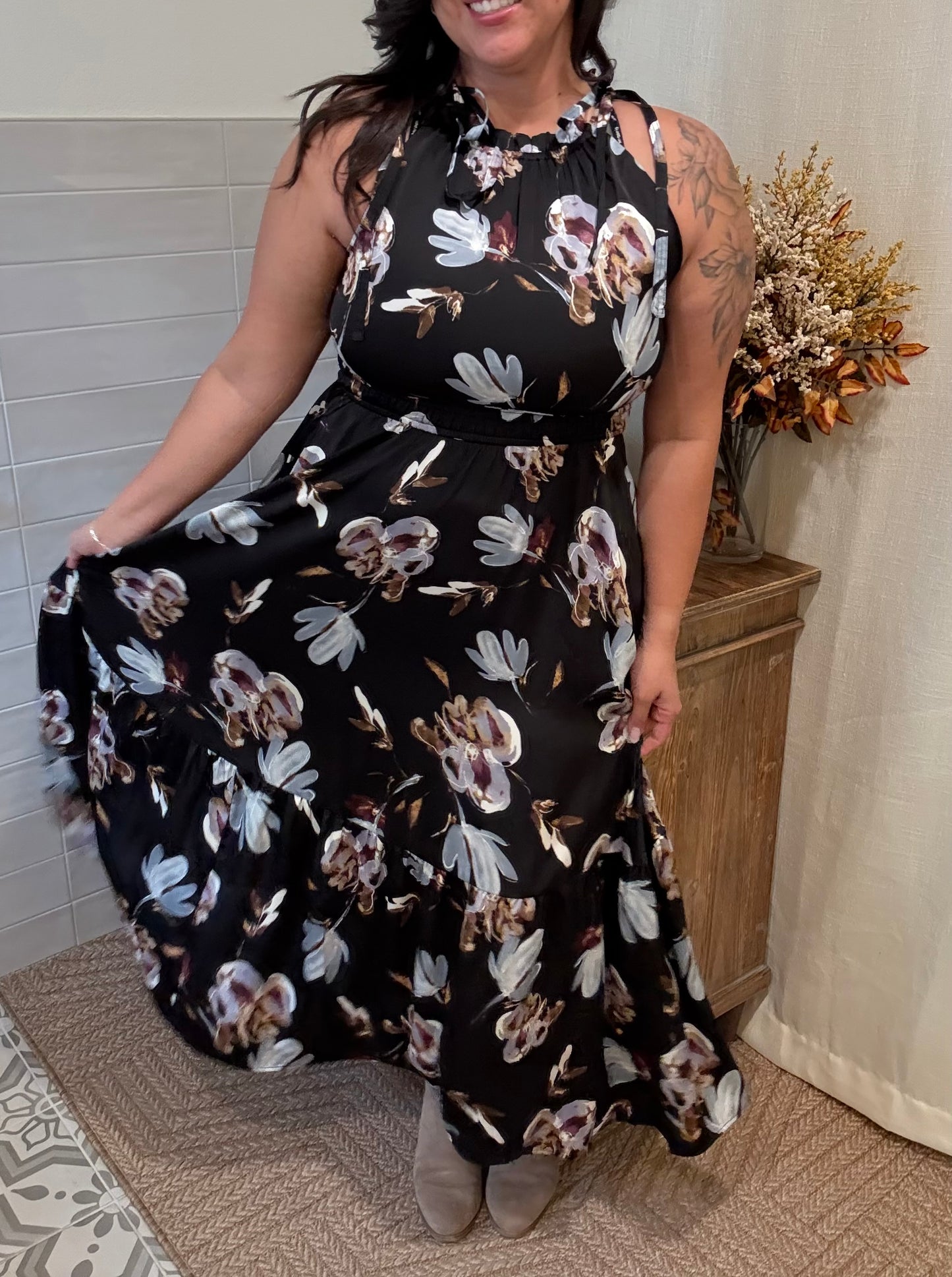 Floral Halter Neck Dress