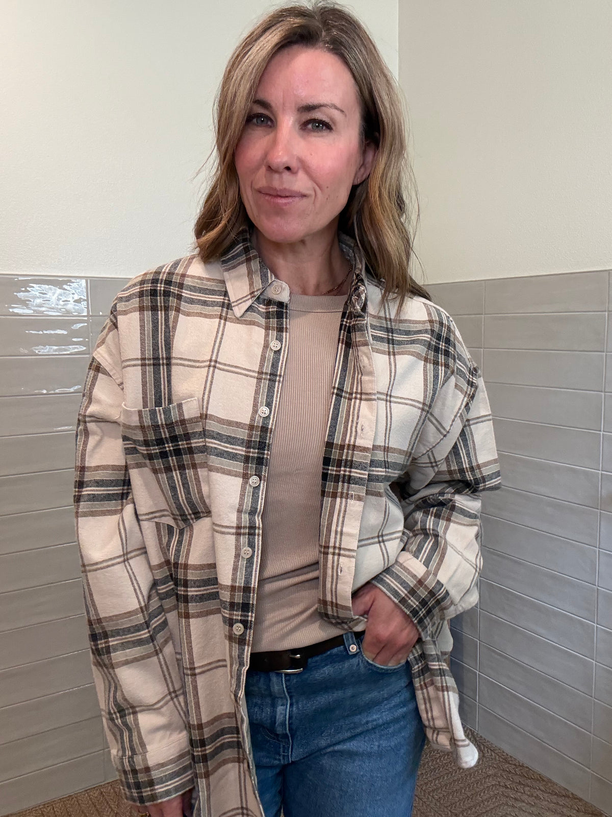 Plaid Boxy Button Down Shirt