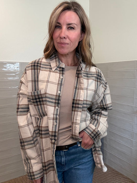 Plaid Boxy Button Down Shirt