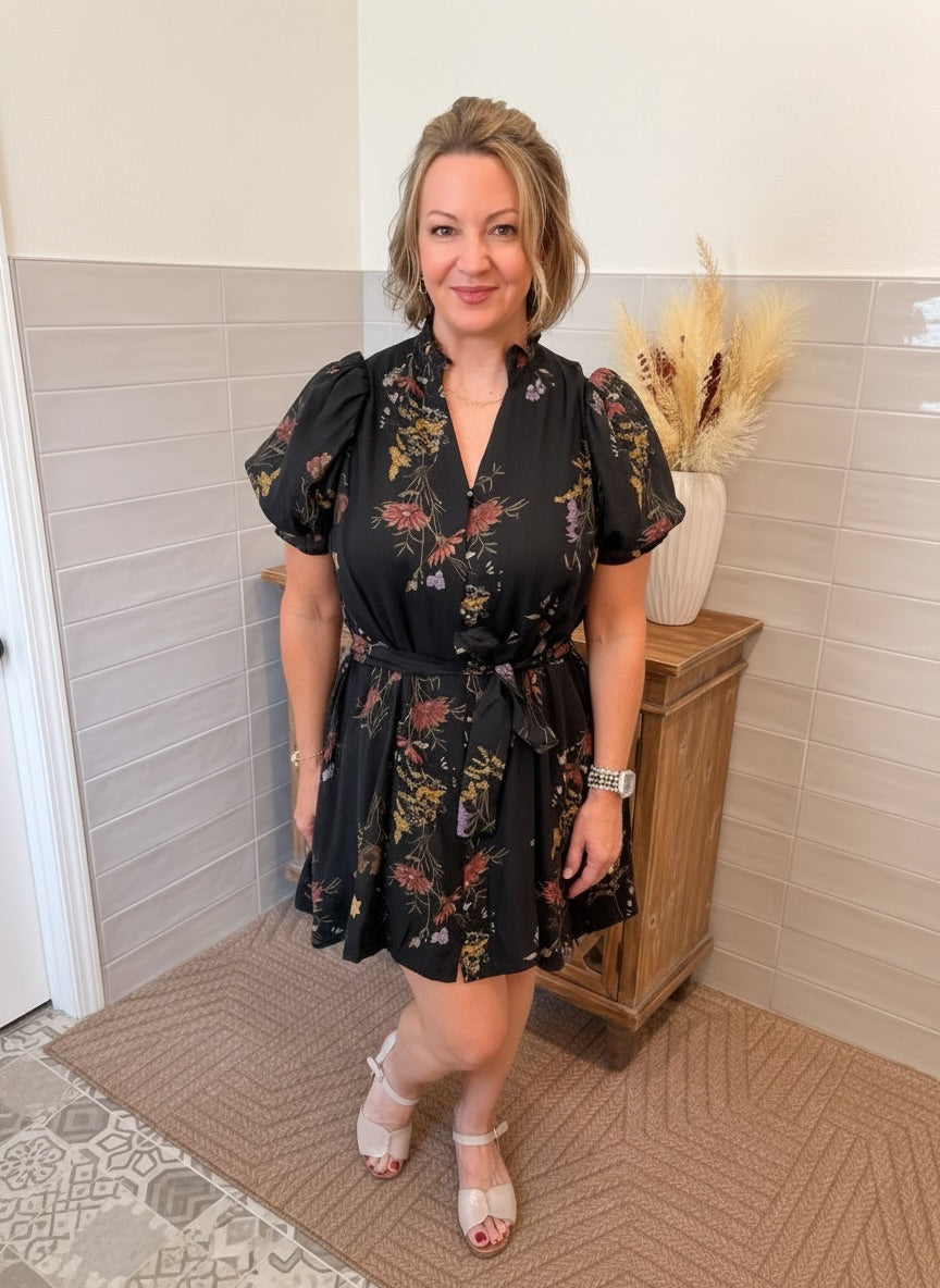 Midnight Floral Mini Dress