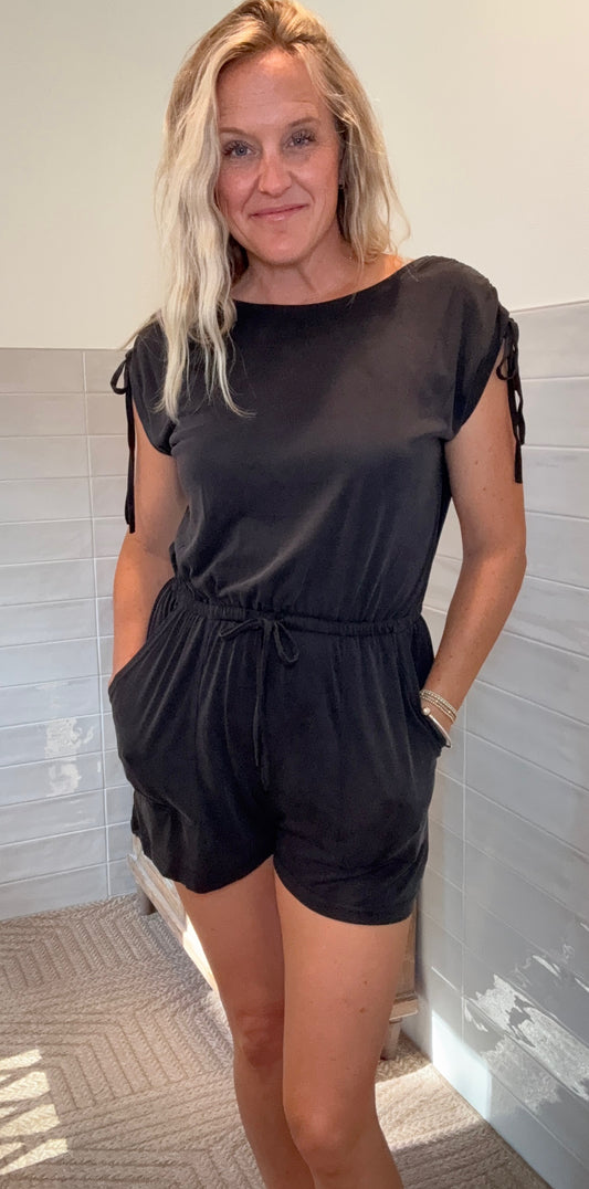 Cinched Shoulder Tie Romper