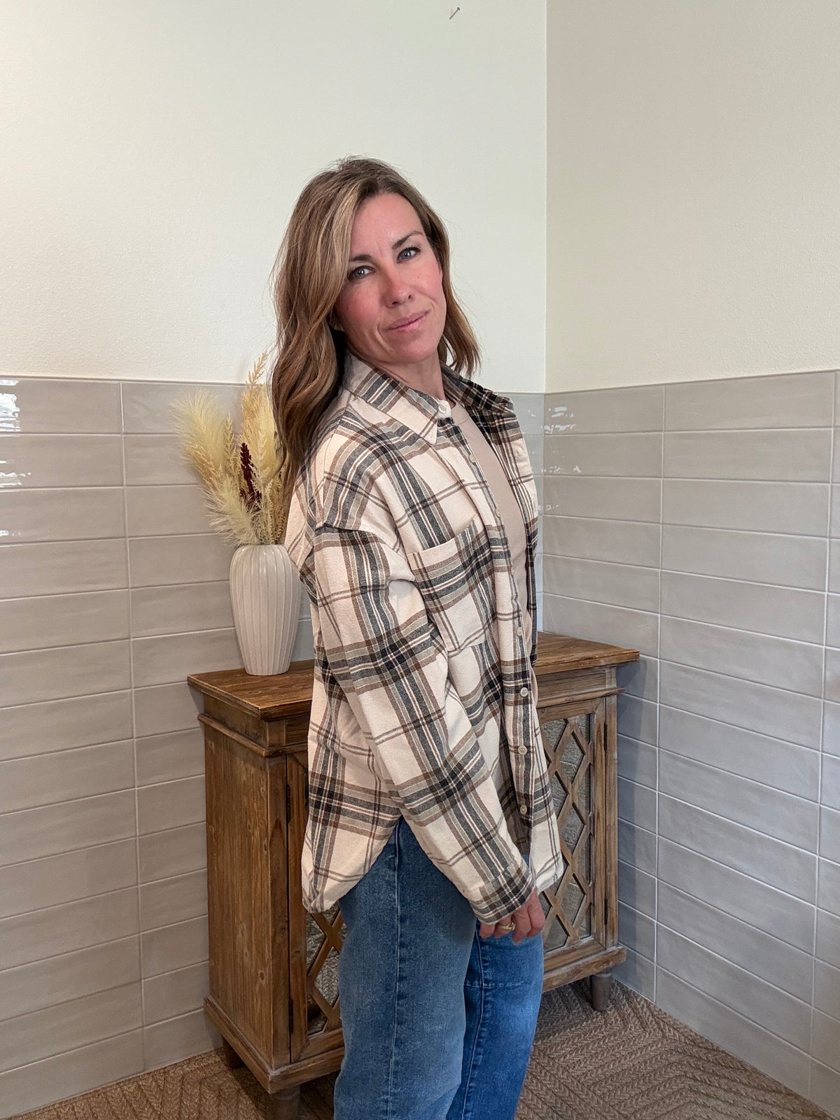 Plaid Boxy Button Down Shirt