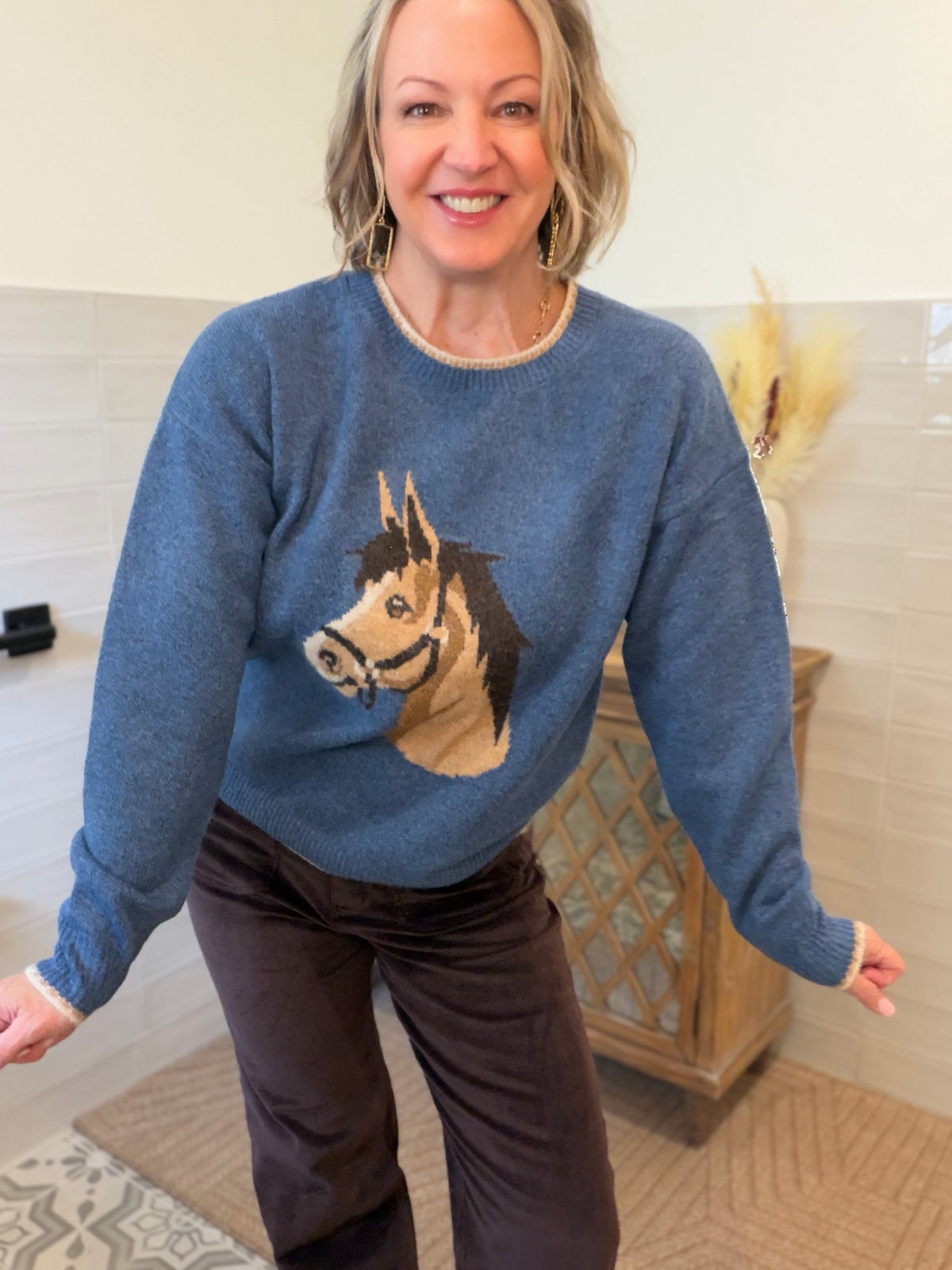 Indigo Horse Sweater