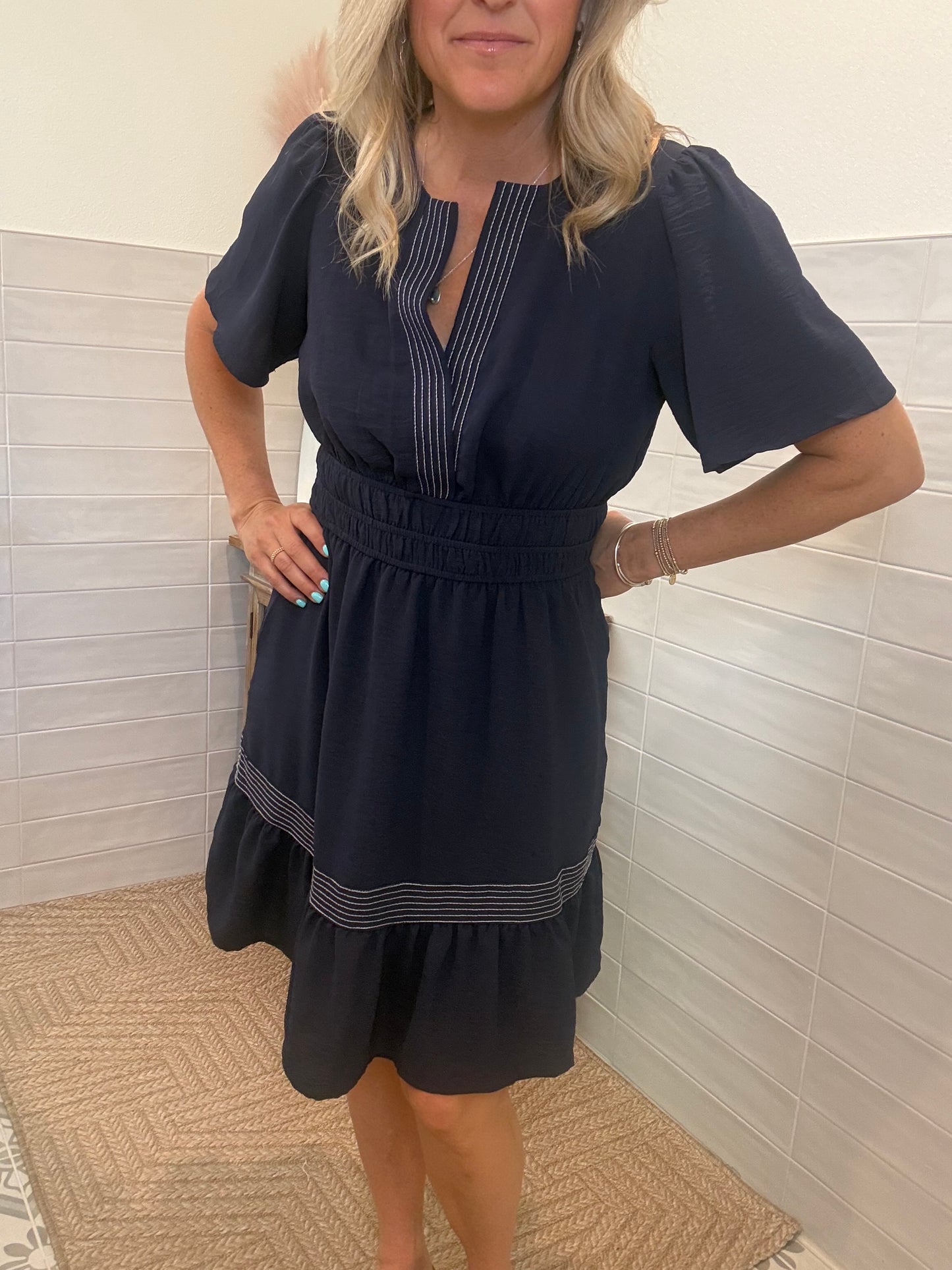 Navy Stitch Dress