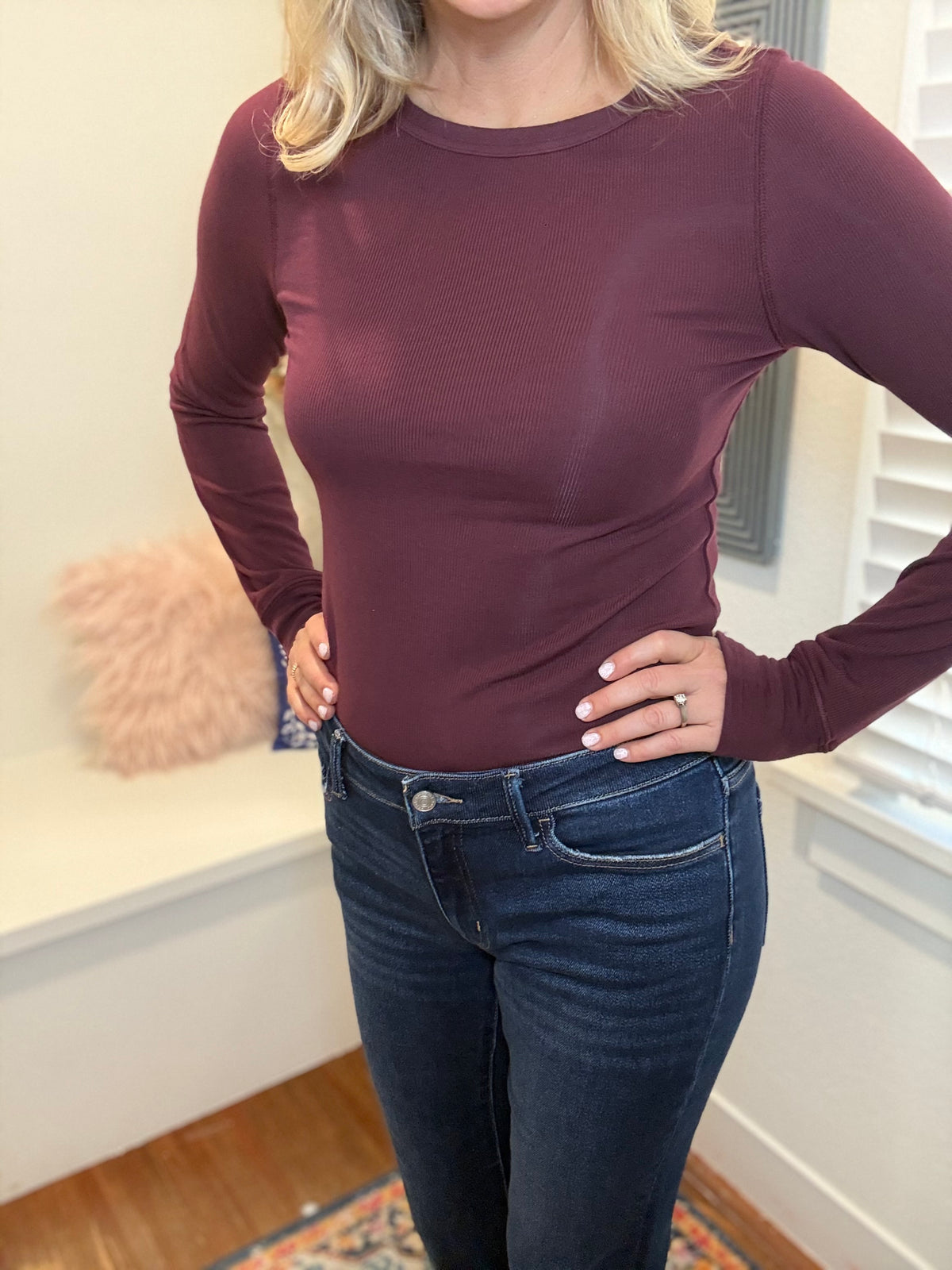 Stacy Long Sleeve Top - Deep Plum