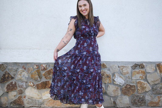 Deep Wine Chiffon Dress
