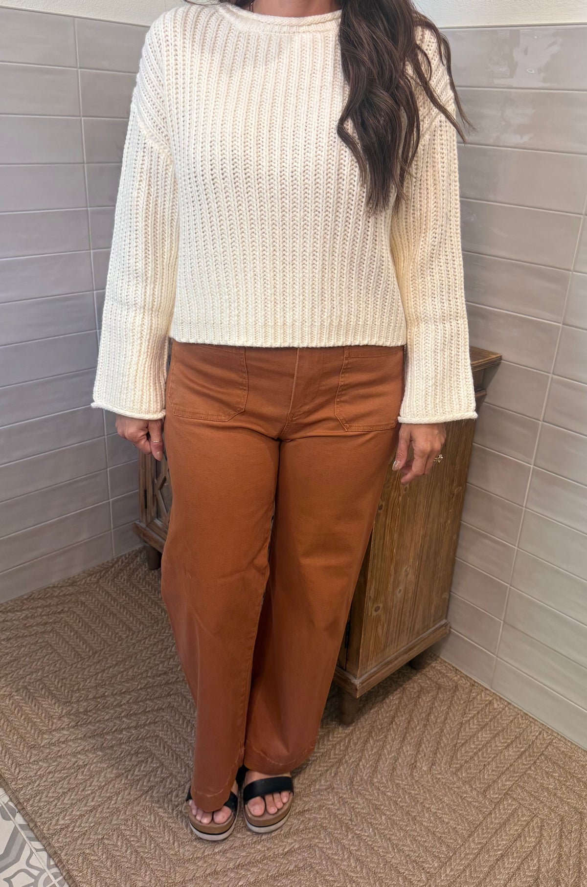 Washed Stretch Pants - Cinnamon