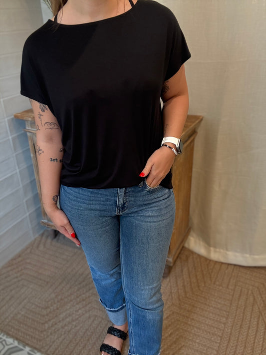 Viscose Modal Basic Top - Black