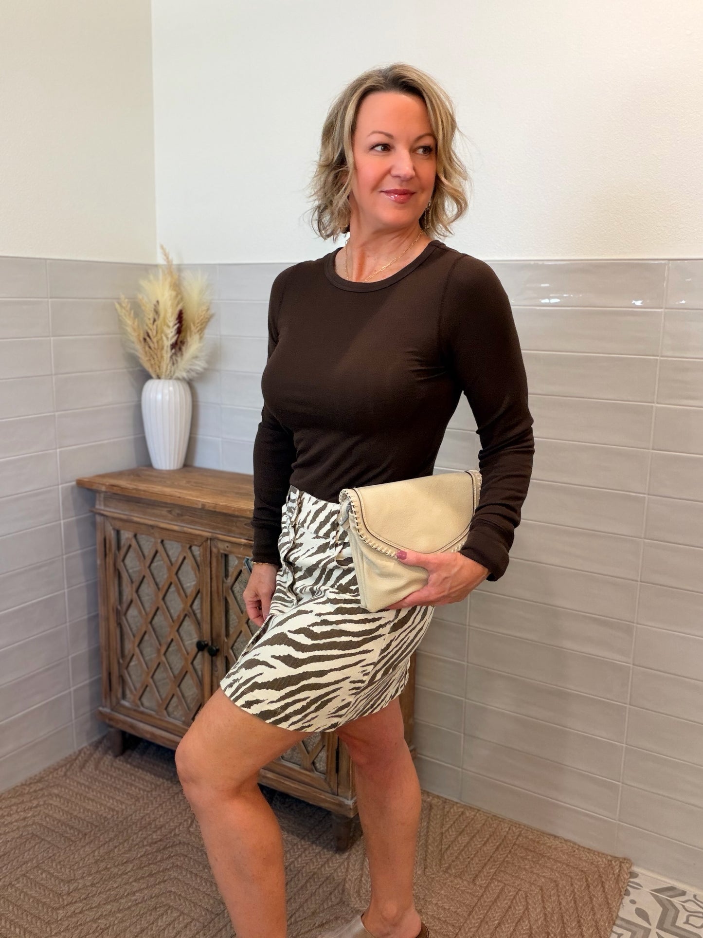 Ecru Zebra Mini Skirt