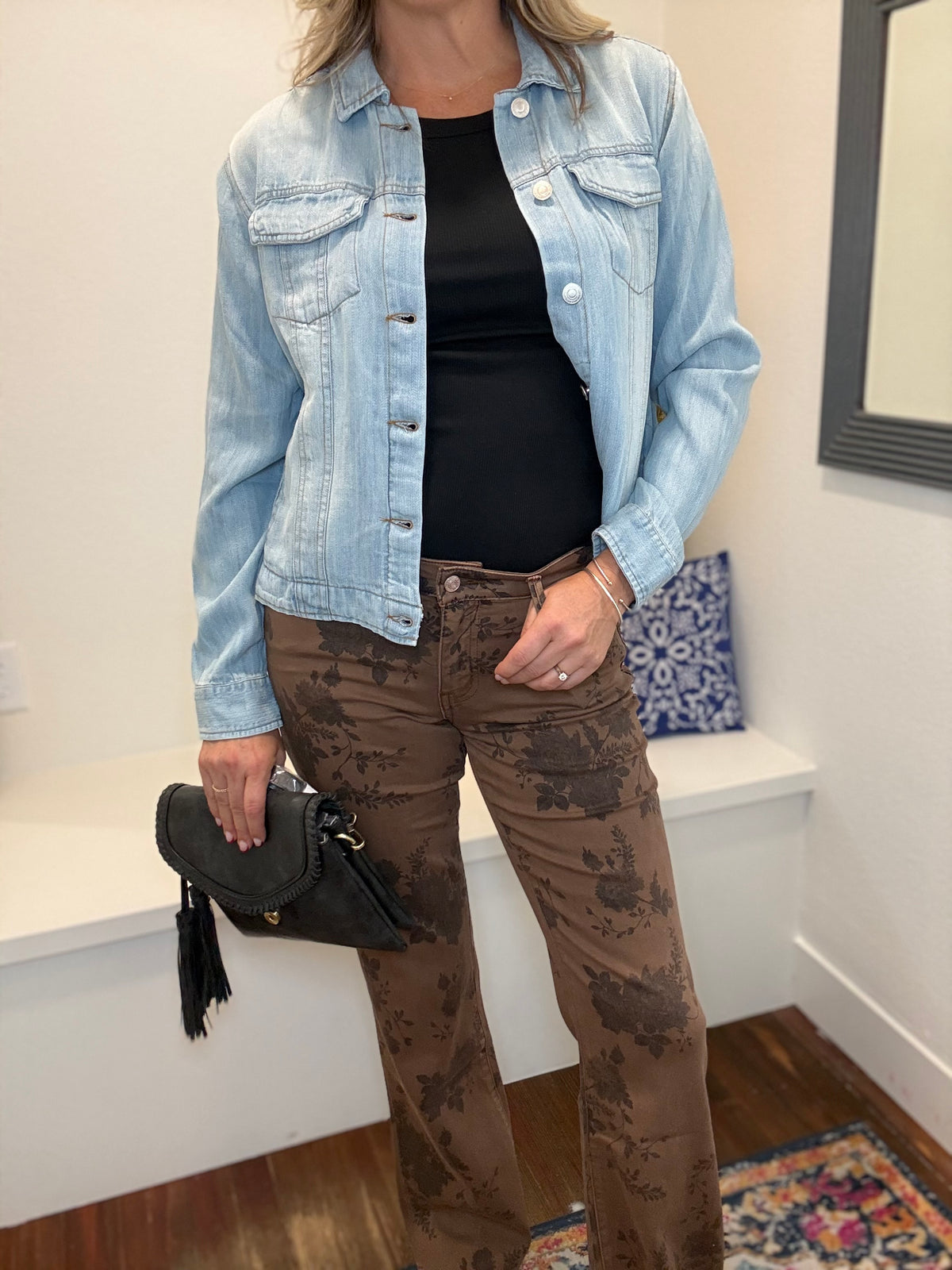 Brown Floral Jeans