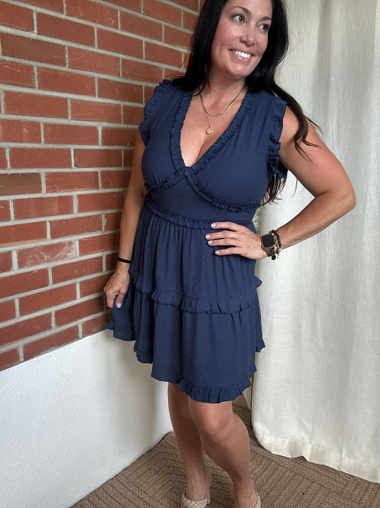 Deep Navy Ruffle Dress