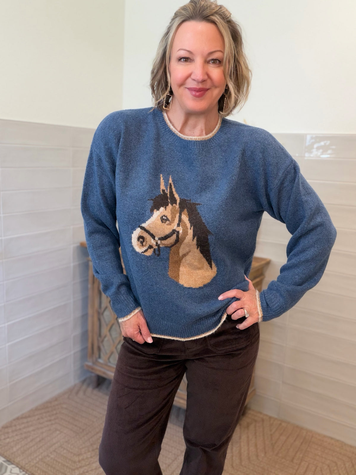 Indigo Horse Sweater