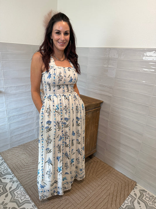 Blue Floral Maxi Dress