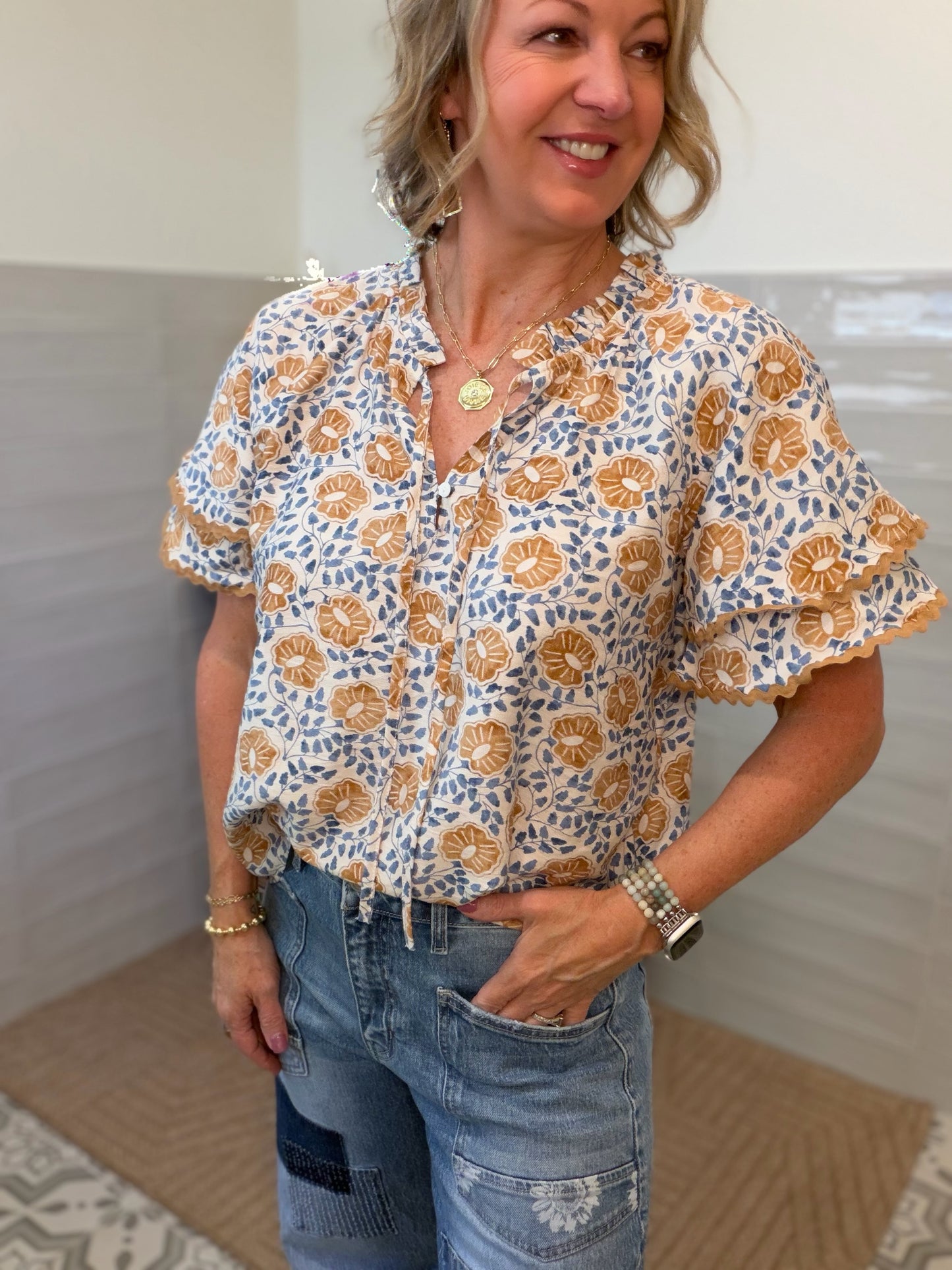 Honey Nut Floral Blouse