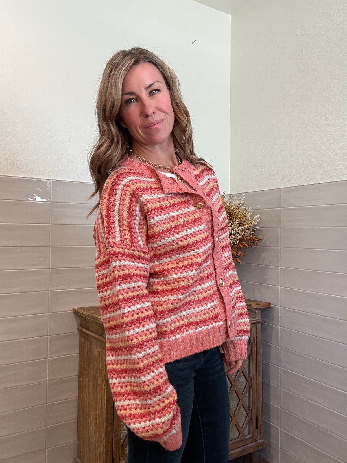 Pink Yarn Cardigan