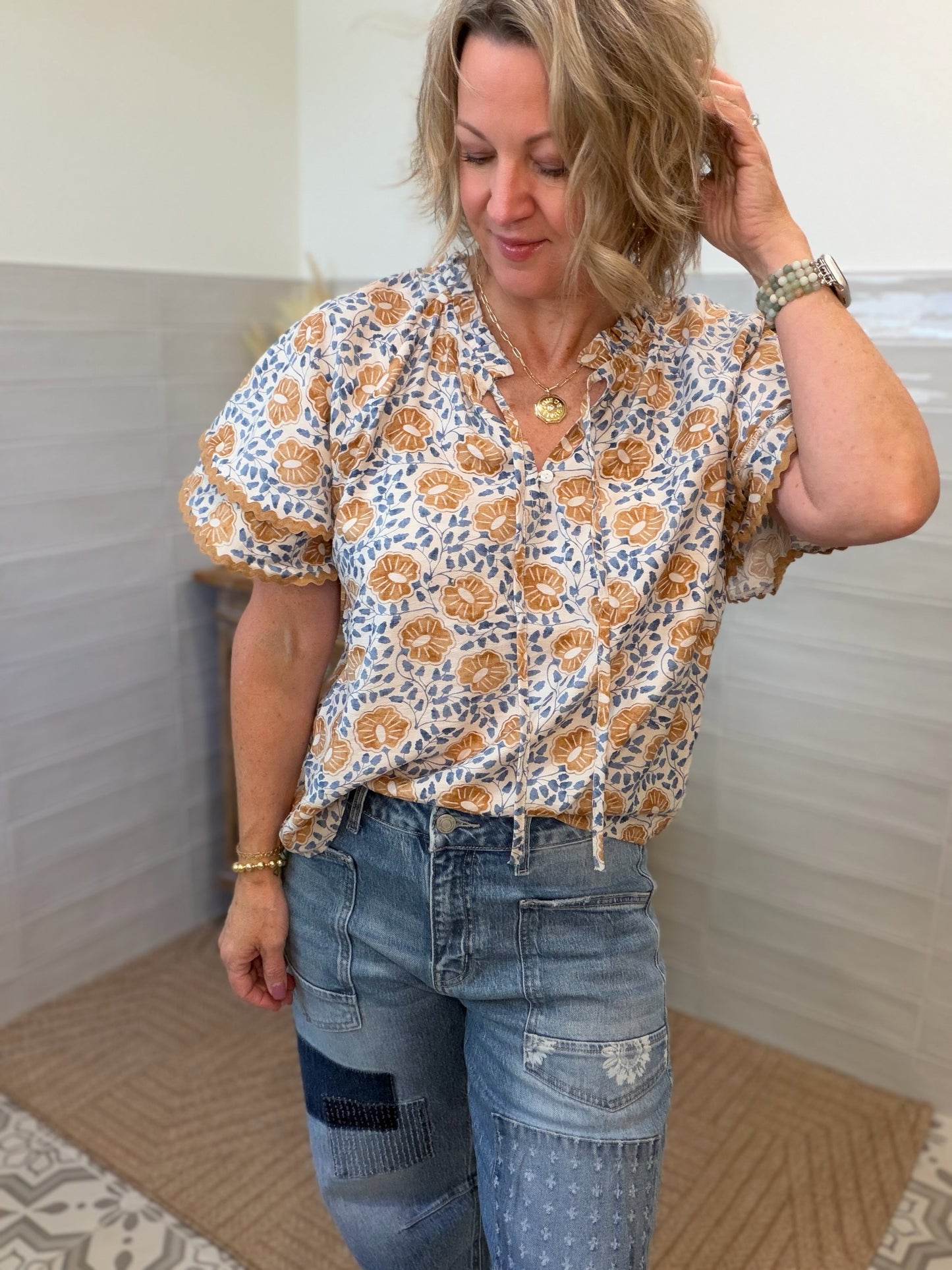 Honey Nut Floral Blouse