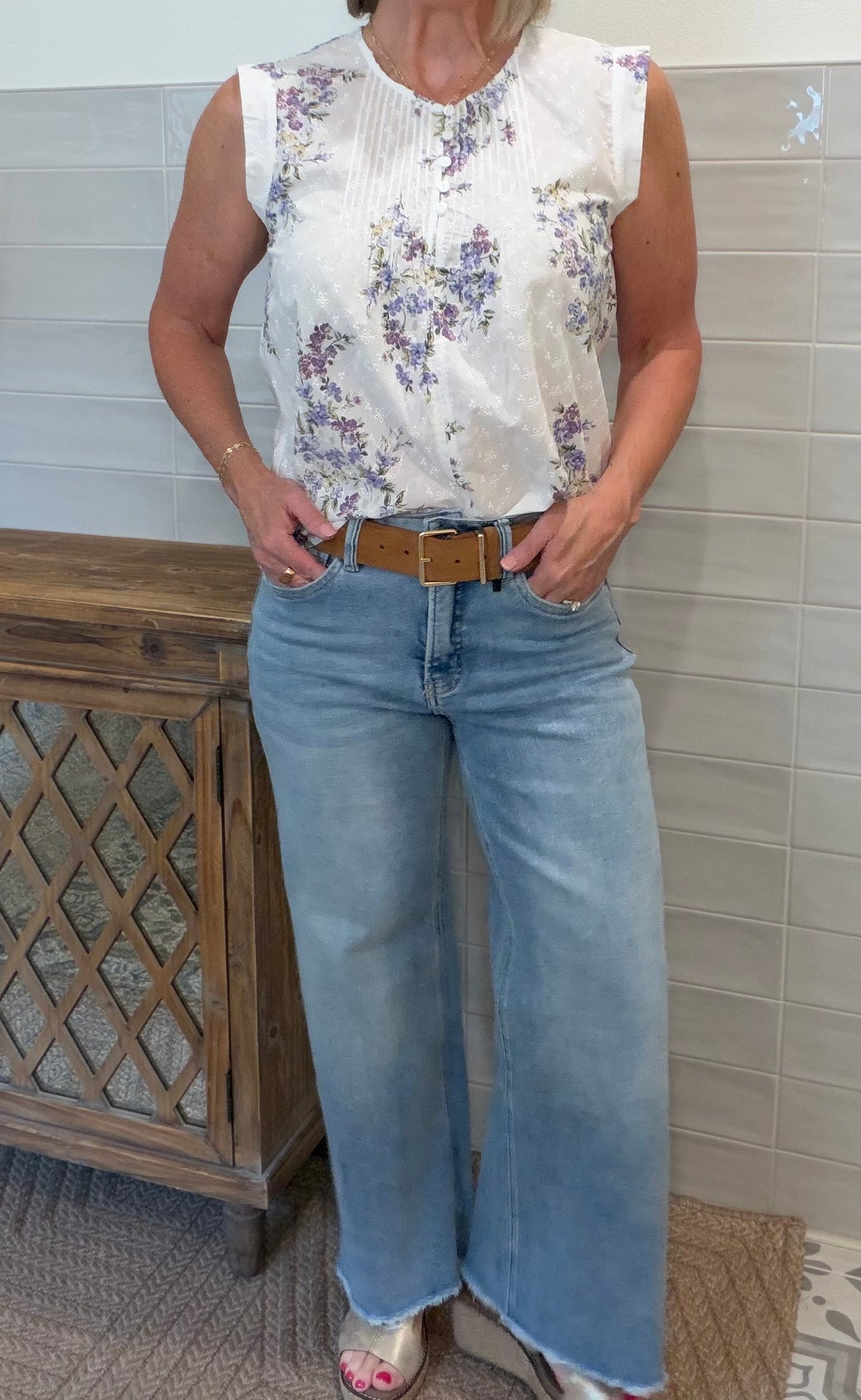 Tummy Control Ankle Wide Leg Jeans