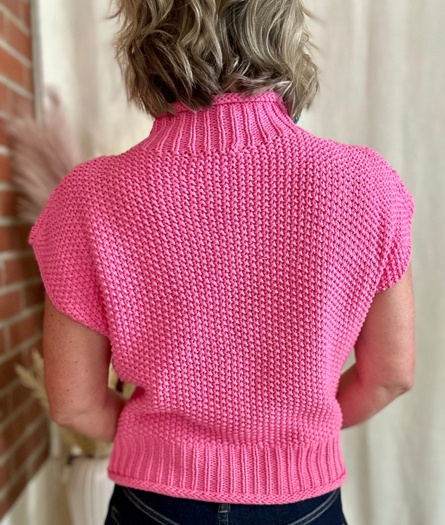 Pink Drop Shoulder Sweater Top