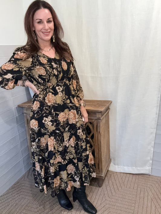 Romantic Floral Smocked Dress