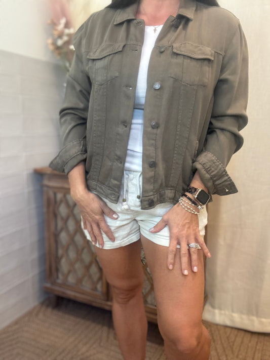 Jackie Denim Jacket - Dusty Olive