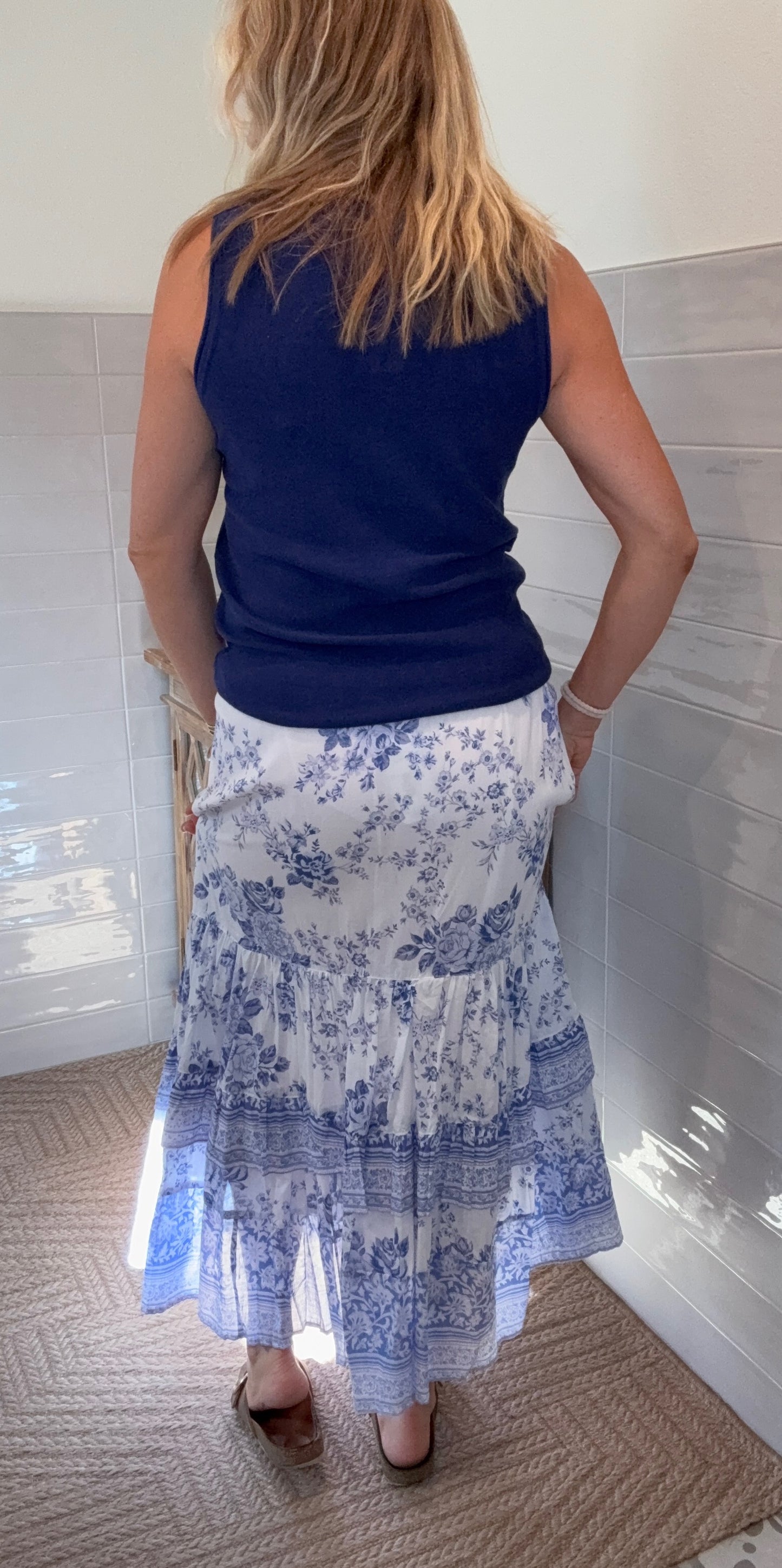 Blue and Ivory Maxi Skirt