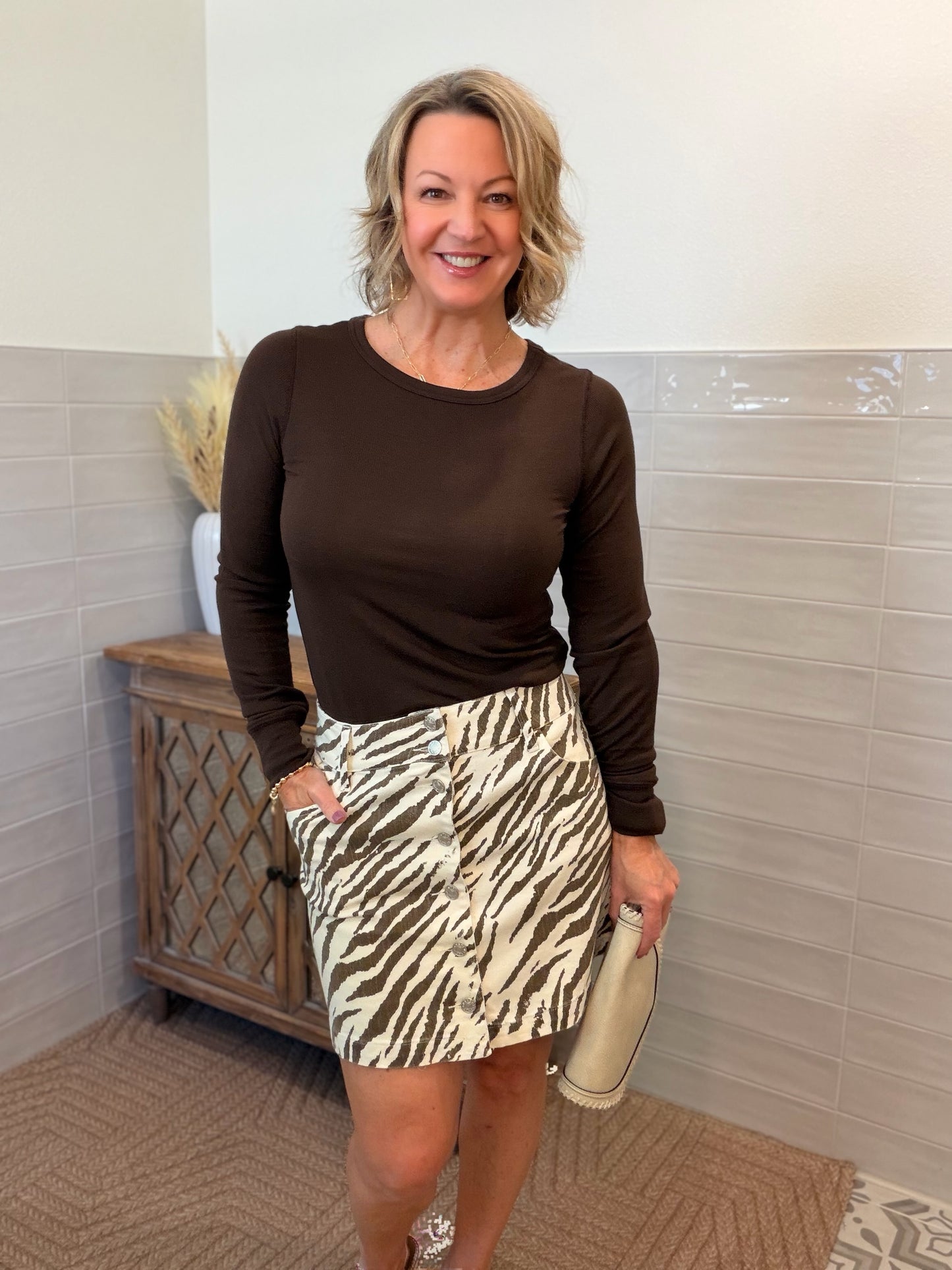 Ecru Zebra Mini Skirt