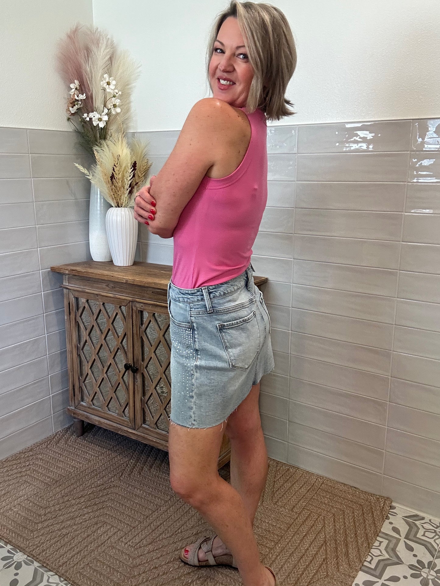 Rhinestone Embellished Mini Skirt