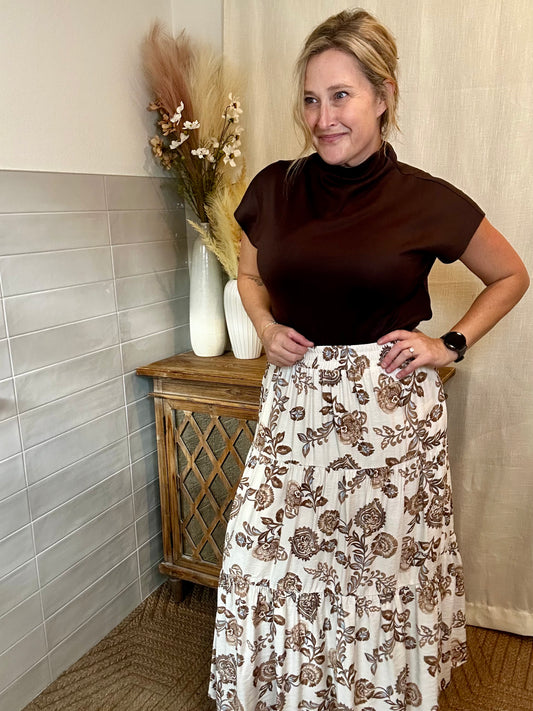 Chocolate Floral Skirt