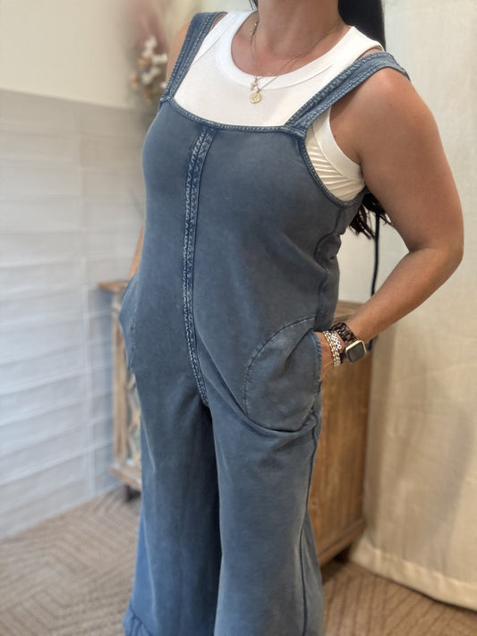 Mineral Wash Jumpsuit - Denim Blue
