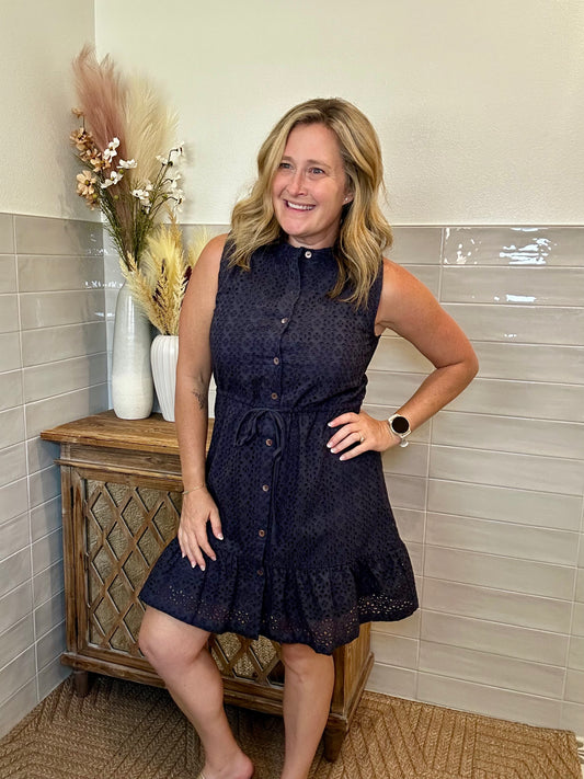 Floral Eyelet Tank Dress