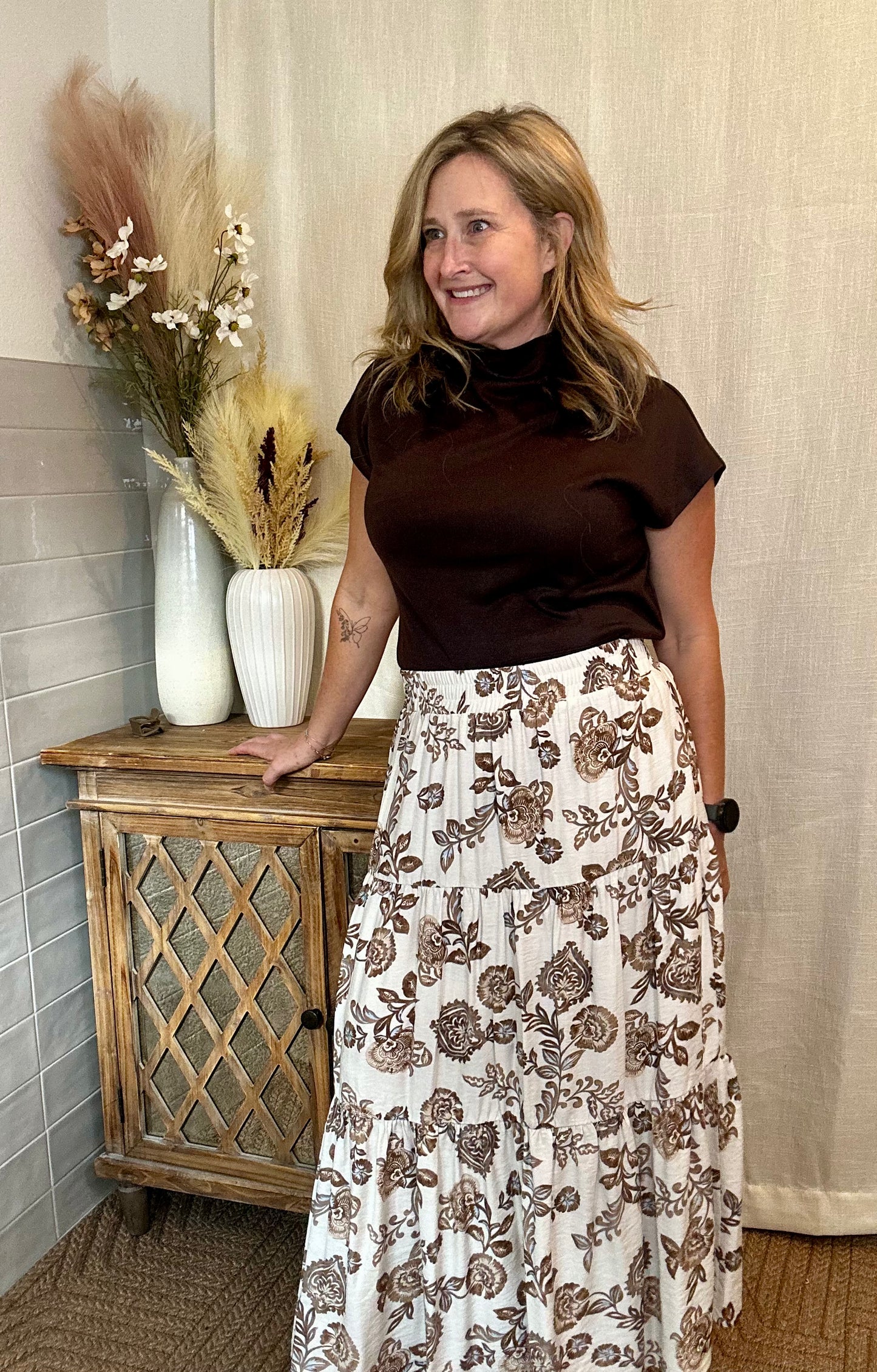 Chocolate Floral Skirt