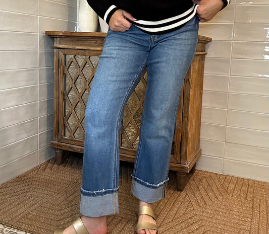 Victoria High Rise Cuffed Straight Jeans - Restocked