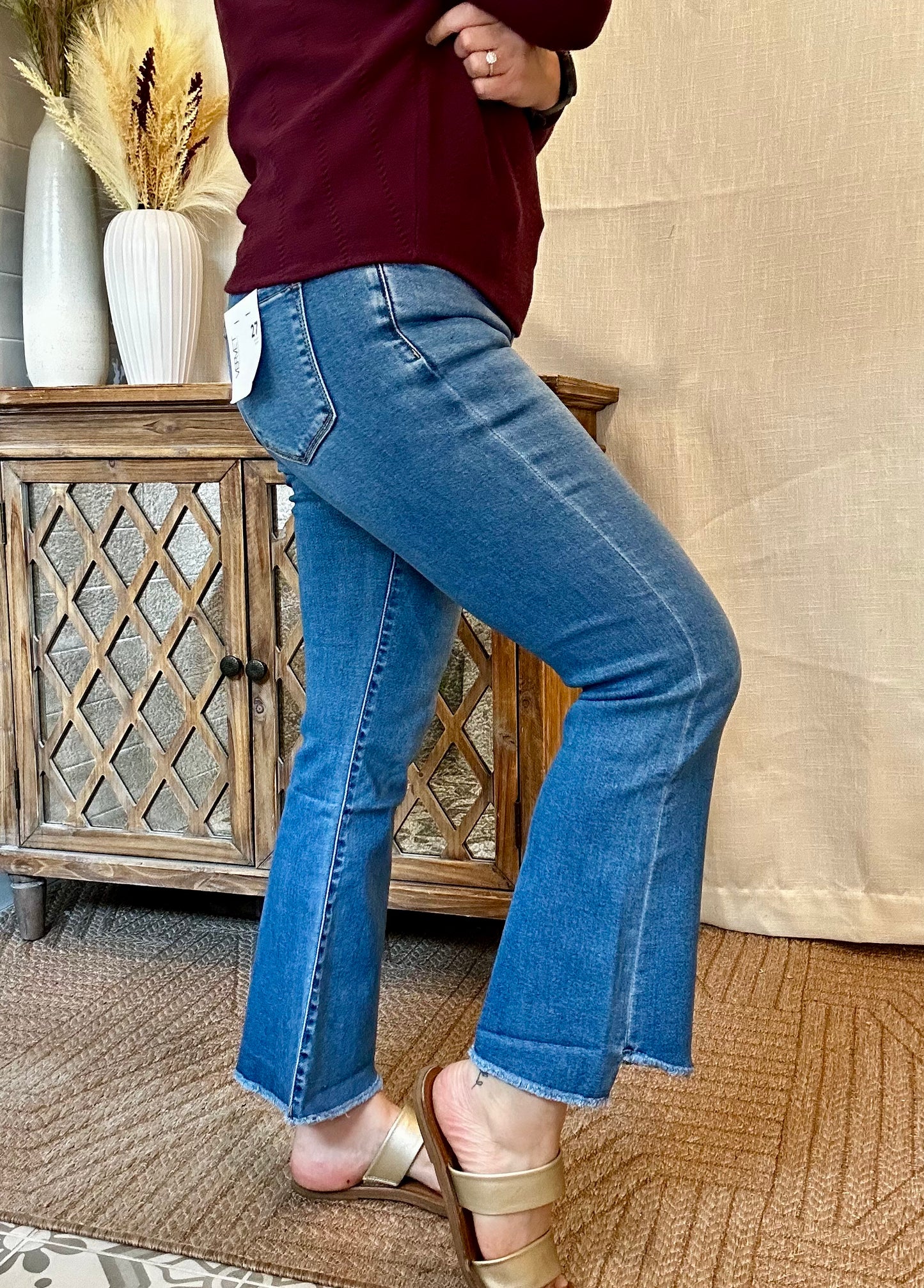 Slant Mid Rise Jeans - Denim