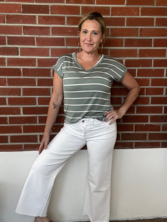 Sage Striped Top