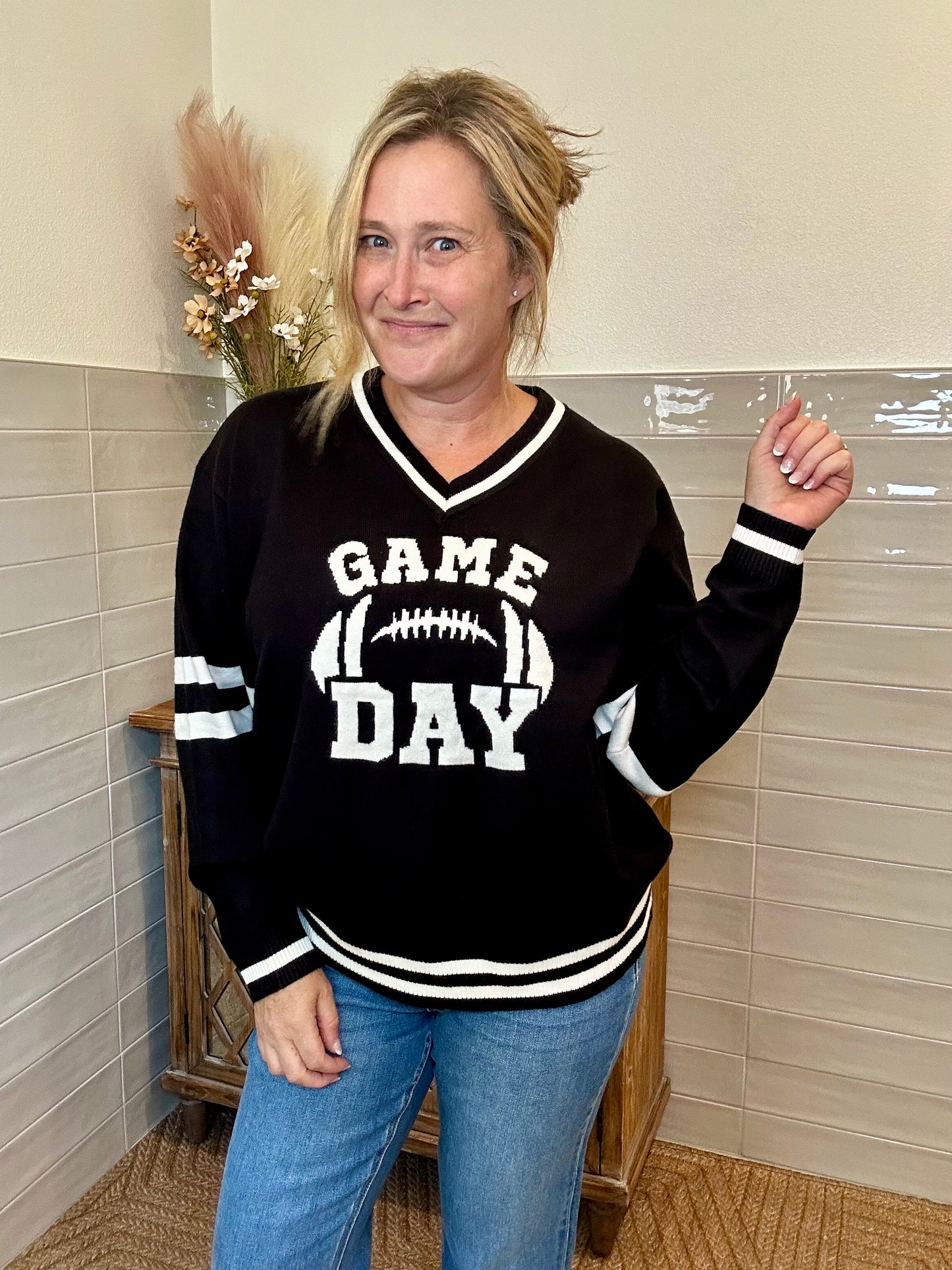 Game Day Football Sweatshirt - Black
